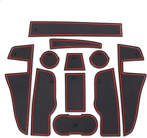 Car Centre Console Rubber Mats,for Audi Q2 2017-2022,Storage Box Cup Holder Door Seam Non-Slip Mats,Red