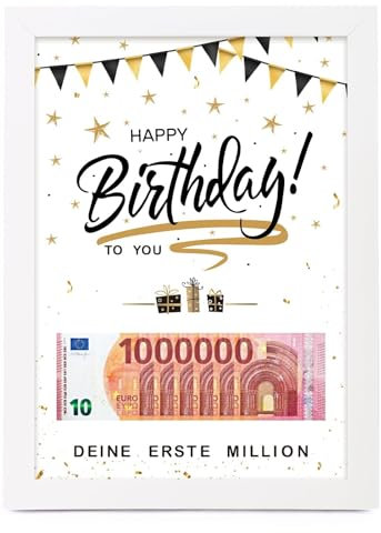 BOFUNX Geldgeschenke Geburtstag Geschenk Happy Birthday Deine Erste Million Geschenke Geldgeschenk mit Bilderrahmen Geburtstag Geschenk für Mädchen Jungen