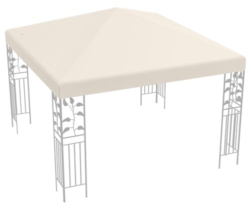 HOMASIS Toldo Repuesto para pabellón, Cubierta con Orificios de Drenaje, Lona Impermeable de poliéster para cobertizos de Hierro, 3x3M, Carpa para Fiesta, Boda (Beige, Techo único)