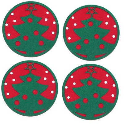 FUNOMOCYA Weihnachtsdekor Grüner Weihnachtsbaum Set Hitzebeständige Filzbechermatten Für Den Tisch