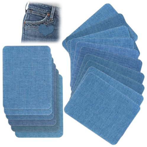 16 Piezas Parches Jeans para Planchar, Parches Termoadhesivos Kit de Decoración, Parches de Reparación Interior & Exterior, Parches Reparación Tela, Parche Vaquero para Ropa, Jeans, Chaquetas