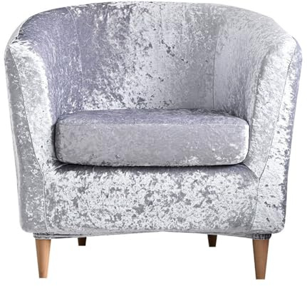 Morbuy Sesselbezug Stretch Samt, 2er Set Sessel Überzug Universal Sesselhussen Waschbar Sesselüberzug Hussen Cocktailsessel Clubsessel Überzug - Weich (Silber)