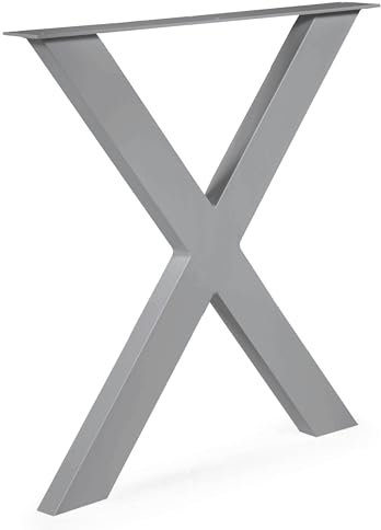 Magnetic Mobel 2 x Tischgestell Tischkufen Tischuntergestell Tischbeine X - Gestell 100x40 mm (Grau)