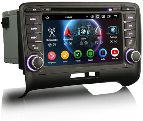 Erisin 8-Core 4GO RAM+64GO ROM Android 14 Autoradio pour Audi TT MK2 7 Pouces DVD Écran Tactile GPS Multimédia Stéréo Dab+ sans Fil CarPlay Android Auto Bluetooth 5.0 WiFi 4G DSP TPMS OBD2 USB Canbus