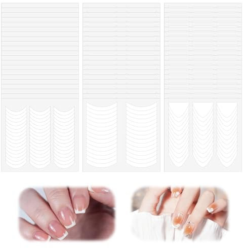 Giantree 50 Sheets French Manicure Nail Stickers, Self-Adhesive Nail Tips Guides, White Line Guide Decals for Edge Auxiliary DIY Decoration Stencil Tools (1860 Pcs)
