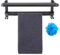 Hominas Handtuchhalter Ohne Bohren, 2-in-1 Wandmontage Handtuchhalter Schwarz Matt Badetuchhalter Doppelter Handtuchstange Aluminium für Bad Küche, 49cm