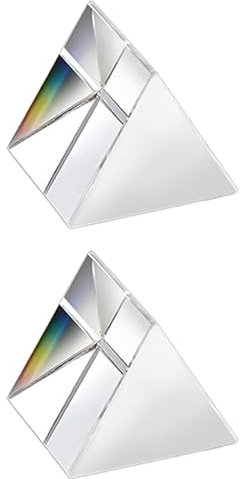 2 Stück Kristallglas-Dreiecksprisma, 30 x 30 mm Prisma, Regenbogenspektrum-Experimentglas, K9-Kristall-Dreiecksprisma, klare Linse für Lichtspektrumphysik, Regenbogen-Effekt-Foto