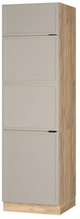 Vicco Kühlumbauschrank Fame-Line, Hochschrank für die Küche, GrauBeige, 60 cm