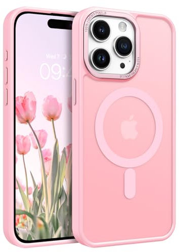 BENTOBEN Cover Magnetica per iPhone 15 Pro, Compatibile con MagSafe, iPhone 15 Pro Cover Custodia Magnetica Traslucida Opaca Posteriore Sottile Antiurto Protettiva Cellulare Custodia, Rosa Chiaro