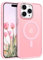 BENTOBEN Cover Magnetica per iPhone 15 Pro, Compatibile con MagSafe, iPhone 15 Pro Cover Custodia Magnetica Traslucida Opaca Posteriore Sottile Antiurto Protettiva Cellulare Custodia, Rosa Chiaro