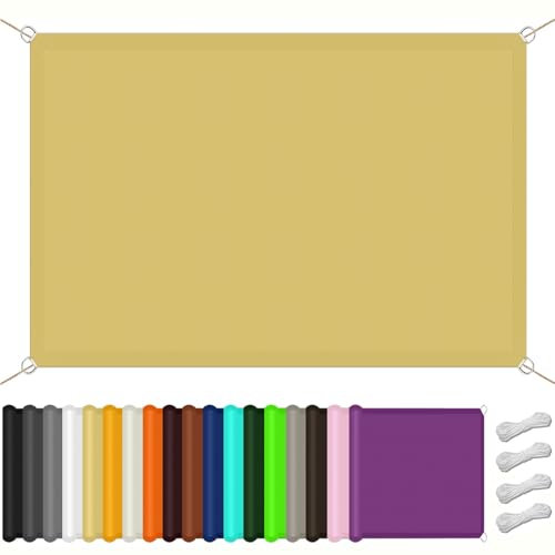 Sonnensegel Wasserdicht 150 x 210 cm,Wetterbeständig Wasserabweisend Sonnenschutz 100% PES, Sonnensegel Beschattung,Für Außenbereiche Garten, Creme Farben