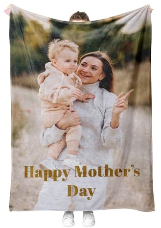 Personalised Photo Blanket, Customised Blanket with Pictures, Soft & Cosy Custom Blanket for Adults & Kids, Thoughtful Gifts for Mum, Dad, Best Friend, Boyfriend, or Girlfriend