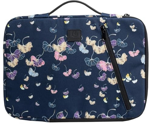 Exacompta - Réf. 17215E - 1 Housse ordinateur compatible avec PC de 13-14 pouces - poignée rétractable - petite poche à l'avant - fermeture zippée sur 2 côtés - en tissu recyclé - Gingko