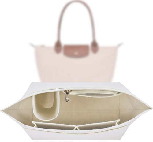 Sunshine Smile Organizer für Longchamp Tasche, Multi-Pocket Filz Handtaschen-Organizer, Weiß