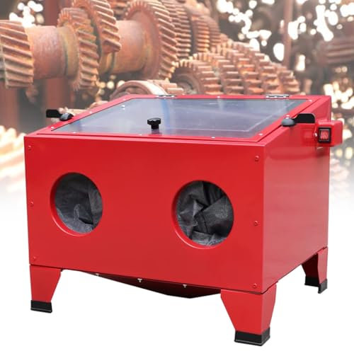 vnmudzeo Bench Top Sand Blasting Cabinet Small,for Wood Carvings,Gold,and Handicraft Engravings,24 Gal Mini Box Type Sandblasting Tool LED