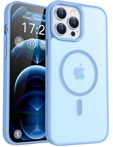 PuyaTeya für iPhone 12 pro max Hülle, mit Magnetisch, Militärschutz Transluzent matt stoßfest Anti-Kratzen/Anti-Fingerprint/Anti-Glatte Handyhülle für iPhone 12 pro max (Far Peak Blue)