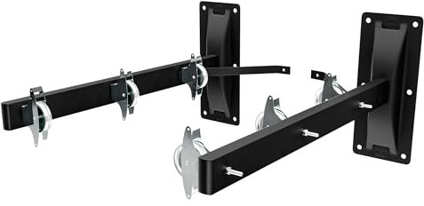 Amig - Tendedero Fijo de Pared - Tenderete de Dos Brazos - 6 Poleas de Acero Inoxidable - Soporta Gran Capacidad de Ropa Mojada - Uso Exterior - Fácil Instalación - Compacto y Duradero - 46x8x18cm