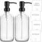Lot de 2 distributeurs de Savon en Verre Transparent, Distributeur de Liquide Vaisselle Rechargeable, Distributeur de Gel Douche, Distributeur shampoing, Accessoire Salle de Bain (Transparent)
