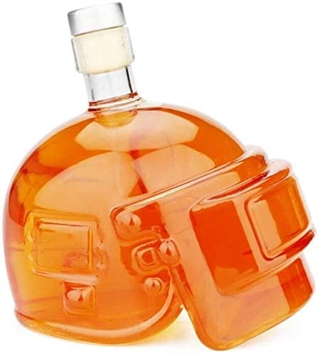 DEFBOW Whiskey Decanter, Whiskey Decanter decanters for Spirits 600ML Head Vodka Bottle Skull Head Bottles Helmet Whiskey Decanter Crystal Glass Wine Decanter Bottle Bar Tool