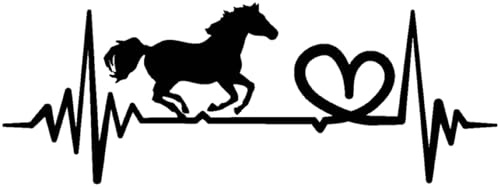 Samunshi® Herzschlag mit Pferd Heartbeat EKG Hunde Aufkleber für Auto Motorrad Helm Fahrrrad Laptop Autoaufkleber Sticker 20 x 7,3cm schwarz