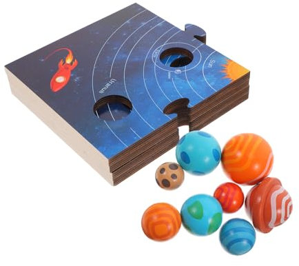 SOPOTUTU Planetenkognitive Toys Welt Solarsystem Holzrätsel Sonnensystemmodell für wissenschaftliches Rätsel Kleinkind beschäftigt Brett Montessori Brettspiel-Puzzle