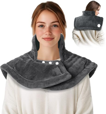 Olycism Termoforo elettrico 50x56 cm per schiena, spalle e collo. Funzione di spegnimento automatico, 10 livelli di calore e 9 timer. Lavabile in lavatrice a 40°C.