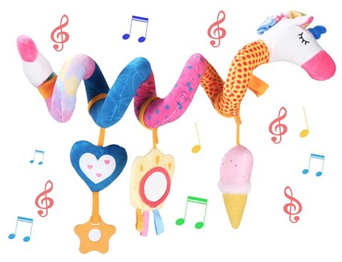 Kinderwagen Spielzeug,Aktivität Hänge Spirale Spielzeug,Baby Activity Spirale Spielzeug,Spirale Autositz-Spielzeug für Kinderbett,Autositz,Babyschale,Neugeborenes Plüsch Reisespielzeug für Baby 0-12 M