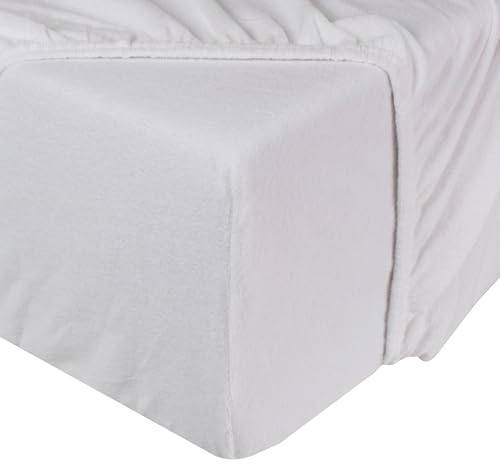 DoubleDry Molton Spannbettlaken, Matratzenschoner, Matratzenschutz 90 x 200 cm - Baumwolle, Oeko-Tex Zertifiziert, rundum elastisch, 25cm Steg, Basic - Weiß