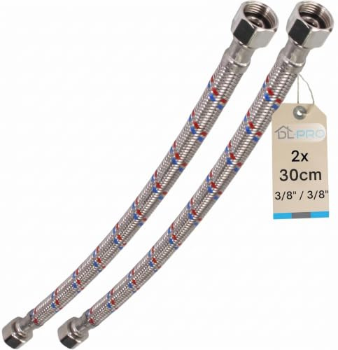DL-pro 30 cm Flexschlauch 3/8 Zoll auf 3/8 Zoll – Anschlussschlauch für Armatur/Eckventil, Innengewinde (3/8 FF)