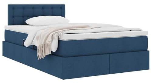 vidaXL Aufbewahrungsbett mit Matratze Blau 120 x 190 cm Holzwerkstoff, Bequemes hydraulisches Bett, Moderne Stauraum-Ideen, platzsparende Möbel für EIN aufgeräumtes Schlafzimmer