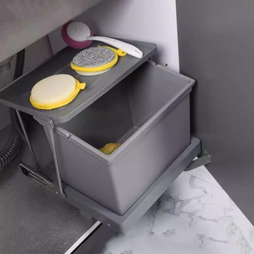 Artiz Poubelle Coulissante Sous Meuble Bac De Tri Et De Recyclage Pour Cuisine Kit De Poubelle Robuste Sous Évier Pour Le Tri Des Déchets(Single 16L)