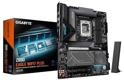 GIGABYTE Z890 EAGLE WIFI7 PLUS Scheda Madre – Supporto per CPU Intel Core Ultra (Serie 2), VRM a 14+1+2 fasi, fino a 9466 MHz DDR5 (OC), 1x PCIe 5.0 + 3x PCIe 4.0, Wi-Fi 7, LAN 2.5 GbE, USB 4
