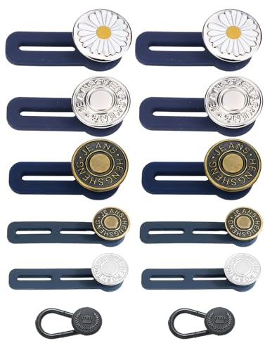 Luxorium 12 piezas de botones de extensión ajustables para vaqueros y pantalones, extensores de cintura para embarazo, para mujeres y hombres, estilo A