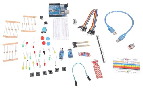 CAZSTYK Complete Starter Kits for UNO Upgraded Version Learning Suite Power Supply Stepper Motor Breadboard with Retail Box Basic Starter Closet Sewing Kit Set Tool Science Project Kit Board Retail