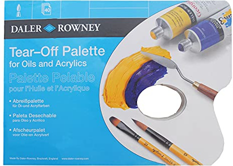 Daler-Rowney Tear Off Palette, Smooth Surface, Block, Glued 3 Sides, A3 - approx. 11.7 x 16.5in - 29.7 x 42 cm, White, 40 Sheets