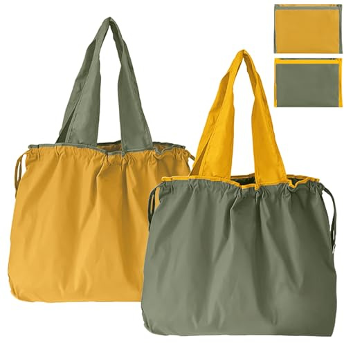 GFYFYZ Einkaufstasche Faltbar Große Wiederverwendbare Einkaufsbeutel Waschbar Shopping Bag Tragetasche mit Kordelzug und Henkel Tragbare Einkaufstaschen für Einkaufen und Travel Outdoor Camping