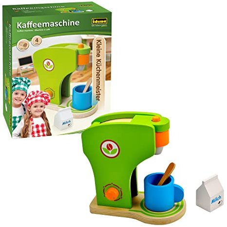 Idena 4100074 - Kleine Küchenmeister Kaffeemaschine aus Holz, für Spielküche und Kaufmannsladen, ab 3 Jahre, ca. 19 x 11 x 20 cm