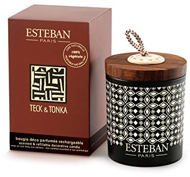 Esteban Duftkerze, wiederaufladbar, Teak und Tonka