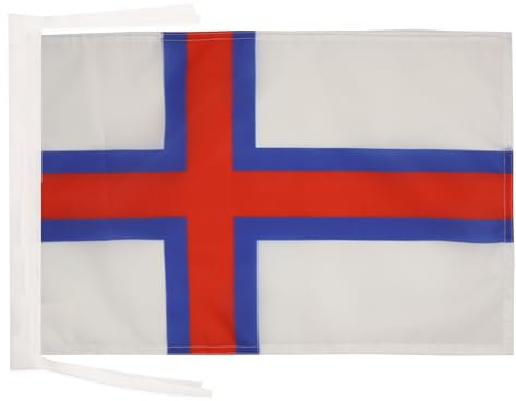 AZ FLAG - Drapeau Iles Féroé - 45x30 cm - Pavillon Féroïen 100% Polyester Avec Deux Cordelettes - 20g