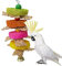 Juguete de lufa natural y paja trenzada para loro, guacamayo, gris africano, periquitos, cacatúa