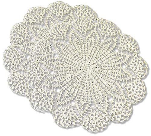 35,6 cm runde 100 % Baumwolle, handgefertigt, gehäkelte Spitzendeckchen, Platzdeckchen, Untersetzer (2)