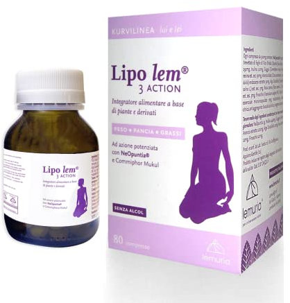 Lemuria - LIPOLEM - Integratore Alimentare con Fico d'India, Guggul, Finocchio e Arancio - Favorisce il Metabolismo dei Lipidi e l'Equilibrio del Peso Corporeo - 80 Compresse - Made in Italy