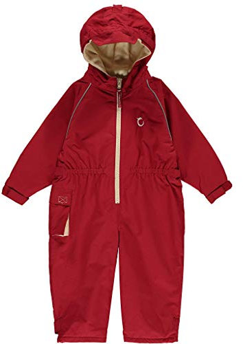 Hippychick Fleece Lined Waterproof Overalls for Kids - Puddle Suit 18-24 Months - Perfect for Any Situation - Snowsuit for Kids - All in One Rain Suit - Fiesta Red