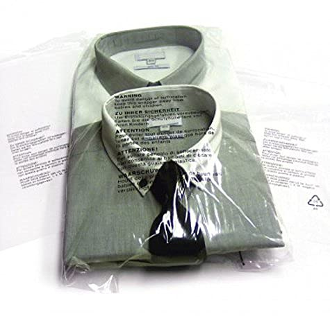 100 Clear Plastic SELF Seal Garment Clothing Bags with Safety Warning RESEALABLE Peel & Seal Polypropylene Clothes T-Shirt Shirt Display Postal Packing Postage Sacks MAILERS SABCO (12 x 16)