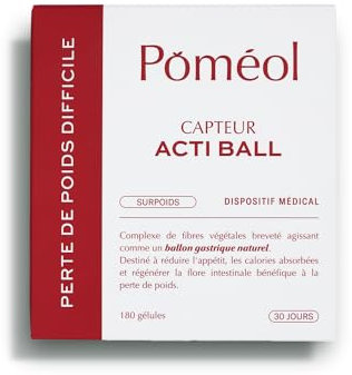 CAPTEUR GRAISSES ET SUCRES ǀ Ballon Gastrique Végétal ǀ Gélules perte de poids, Coupe faim naturel ǀ Rééquilibre la flore intestinale ǀ Dispositif Médical ǀ Complexe Breveté ǀ 180 gélules ǀ POMÉOL