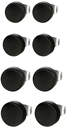 JewelryWe Schmuck 4 Paare Herren Damen Ohrstecker, Edelstahl Holz Runde Ohrringe Piercing, Schwarz, 6mm-12mm