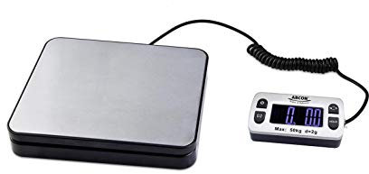 ABCON POSTSHIP Digitale 50 kg mit 2 g 0,1 oz Schritten Brief, Postversand, Paketwaage, Versandwaage, Bodenwaage Warehouse Waage mit Edelstahl-Plattform und ausziehbarem Displaykabel