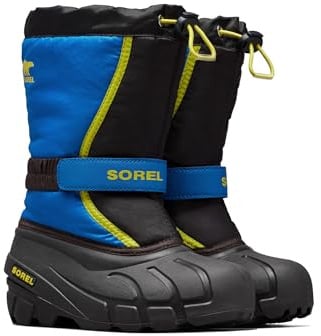 Sorel KIDS FLURRY Schneestiefel für Unisex Kinder, Schwarz (Black x Super Blue) - Youth, 34 EU