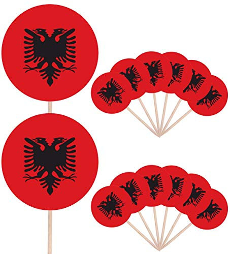 AK Giftshop Albanien-Flagge, Party, Essen, Kuchen, Cupcakes, Picks, Flaggen, Stand-Up-Dekorationen, Aufsätze (14 Stück)