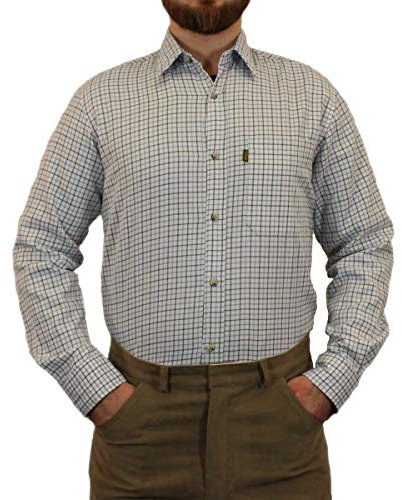 Mens Game Tattersal Long Sleeve Collared Regular Fit Country Check Shirt Blue